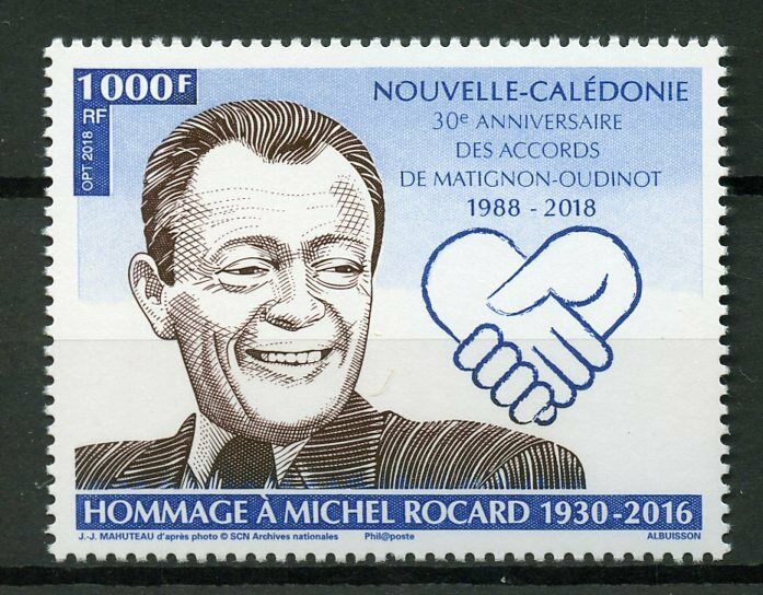 New Caledonia 2018 MNH Michel Rocard Matignon Accords 1v Set Politicians Stamps