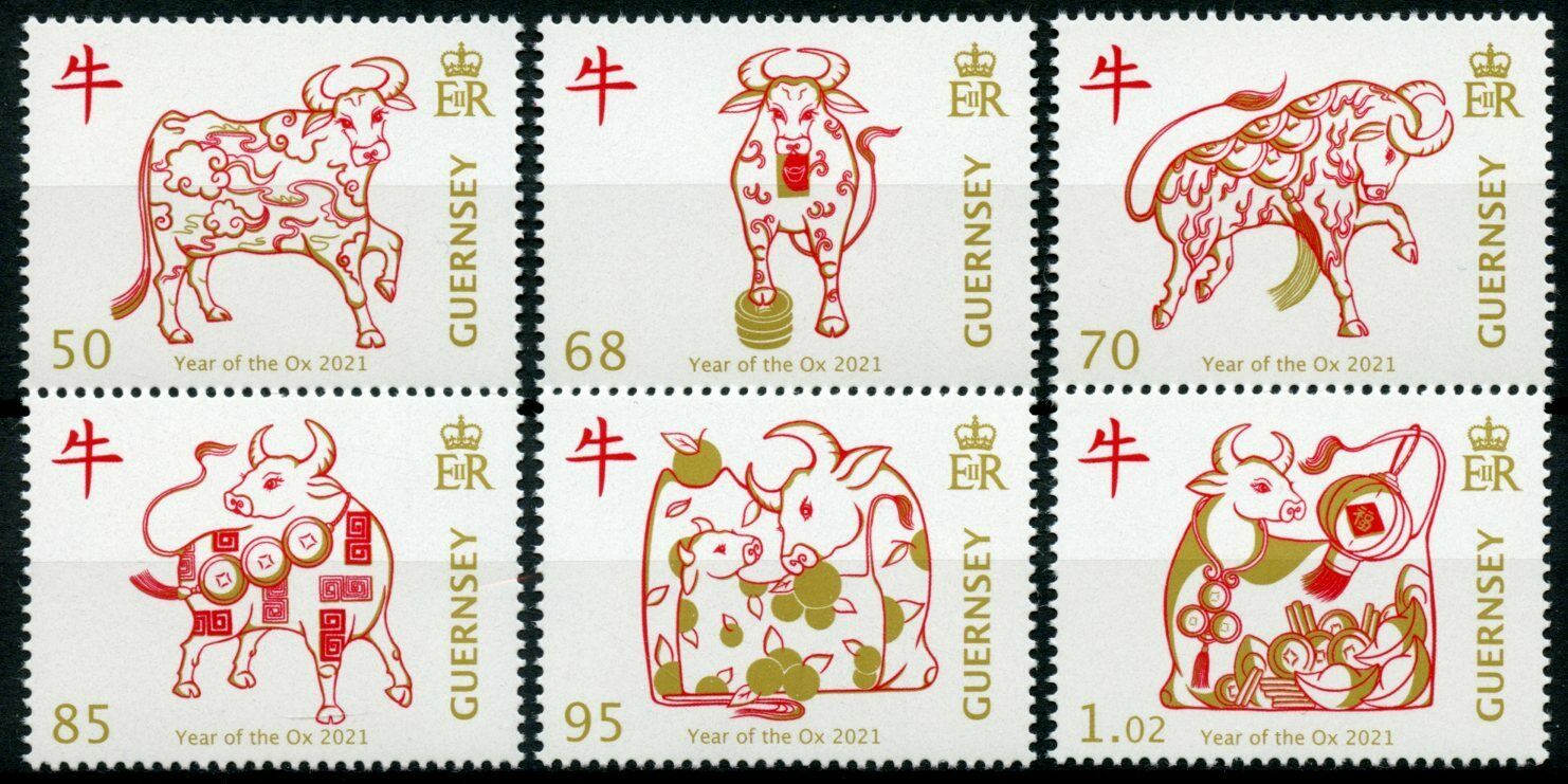 Guernsey 2021 MNH - Year of Ox - Chinese Lunar New Year - 6v Set