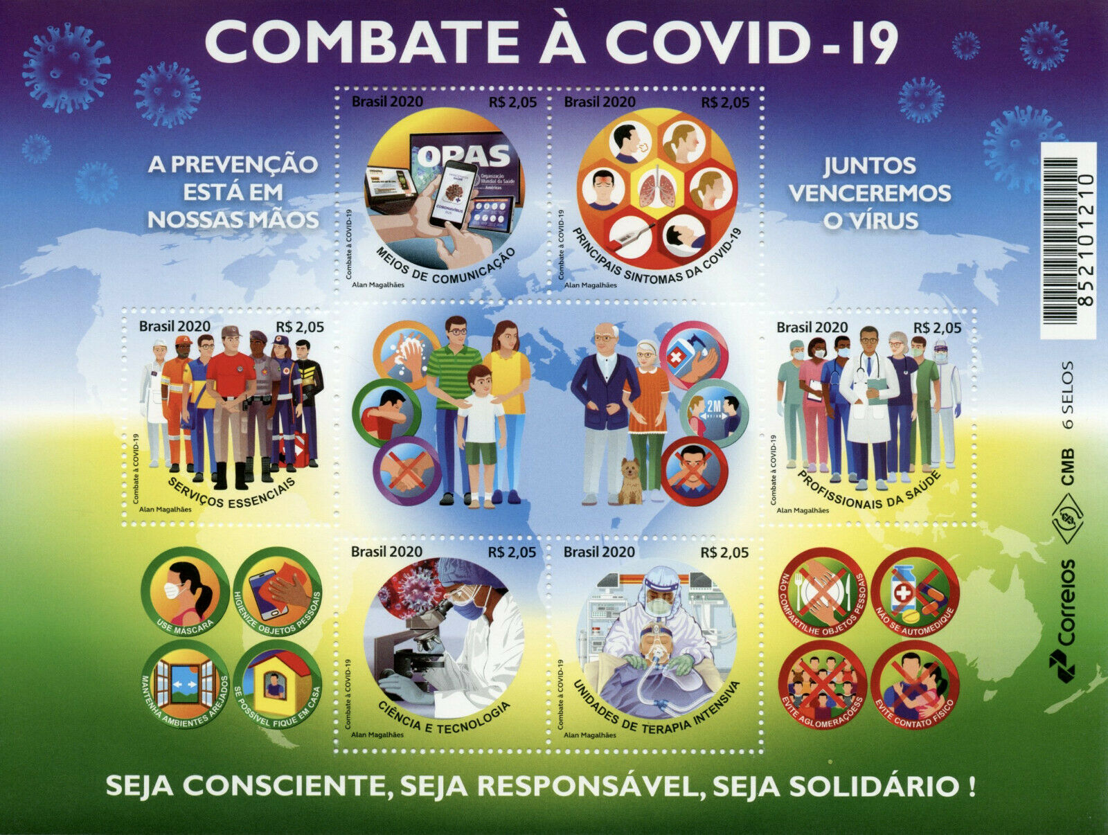 Brazil Medical Stamps 2020 MNH Combat Fight Corona Health 6v M/S