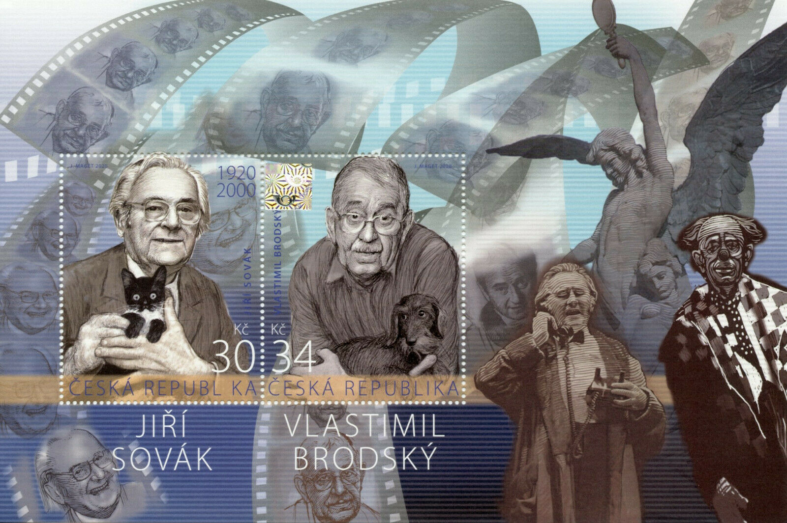 Czech Republic People Stamps 2020 MNH Actors Jiri Sovak Vlastimil Brodsky 2v M/S