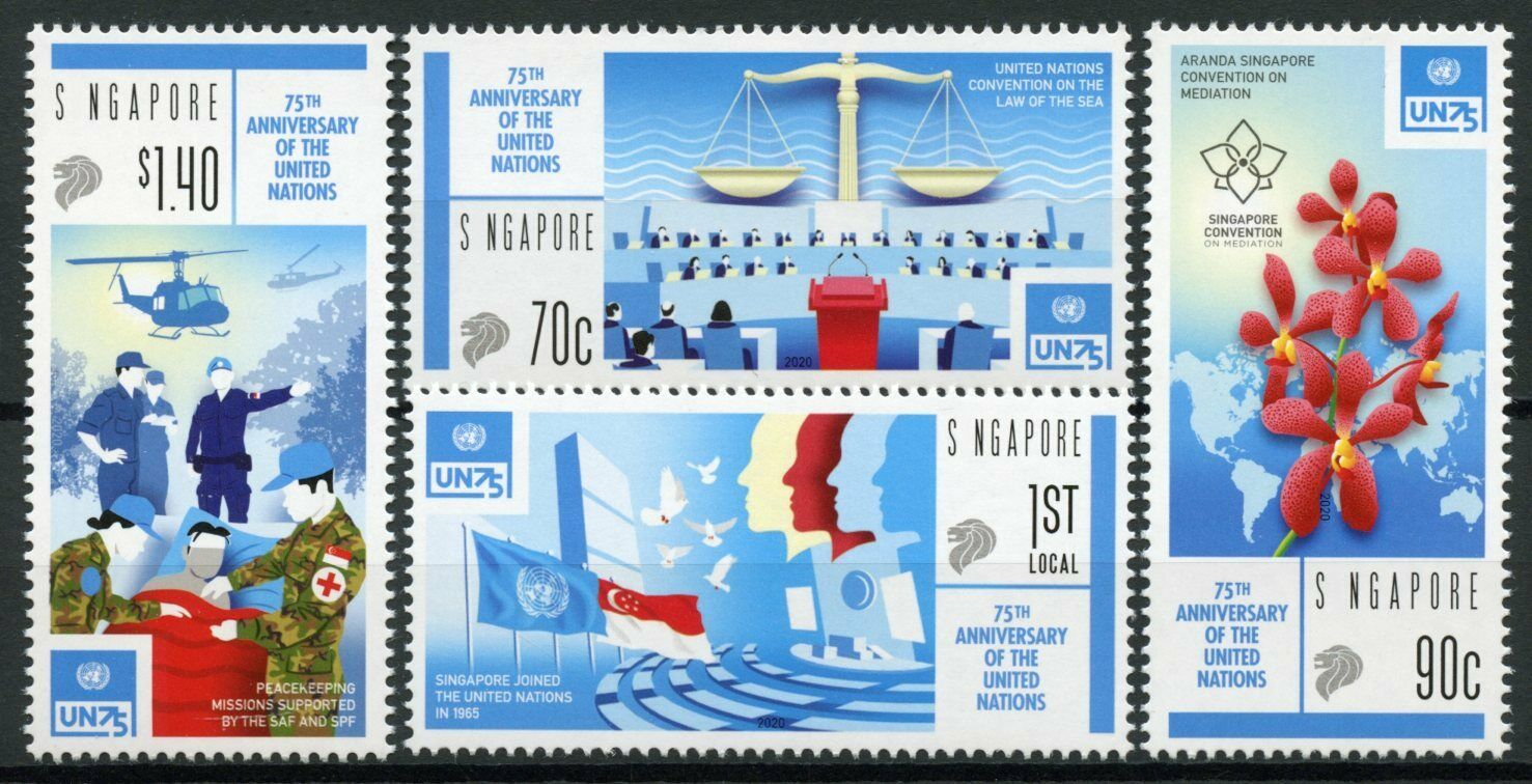 Singapore UN Stamps 2020 MNH United Nations 75 Years UN75 Flags 4v Set