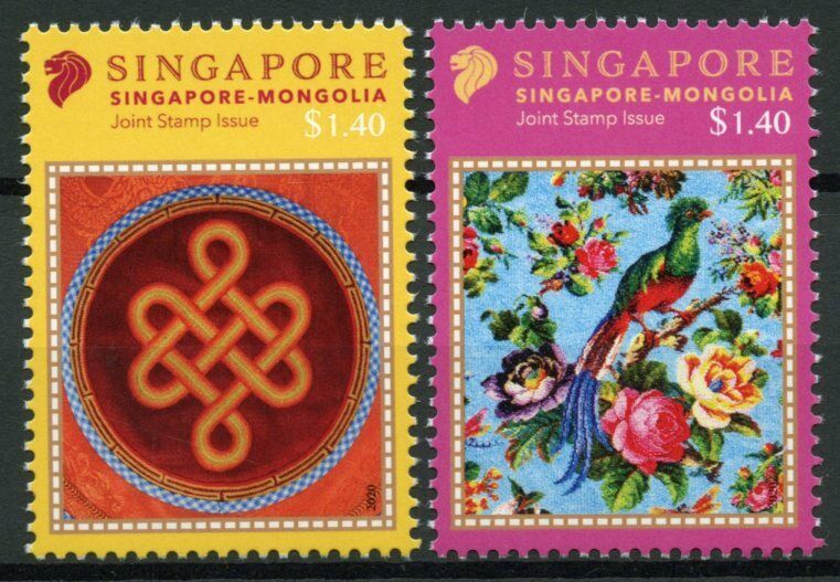 Singapore Cultures Stamps 2020 MNH Embroidery JIS Mongolia Crafts Birds 2v Set
