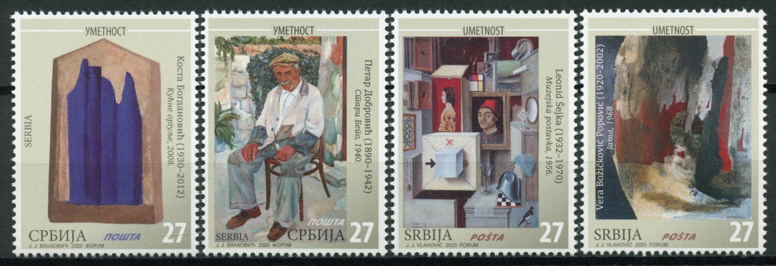 Serbia Art Stamps 2020 MNH Paintings Leonid Sejka Vera Popovic 4v Set