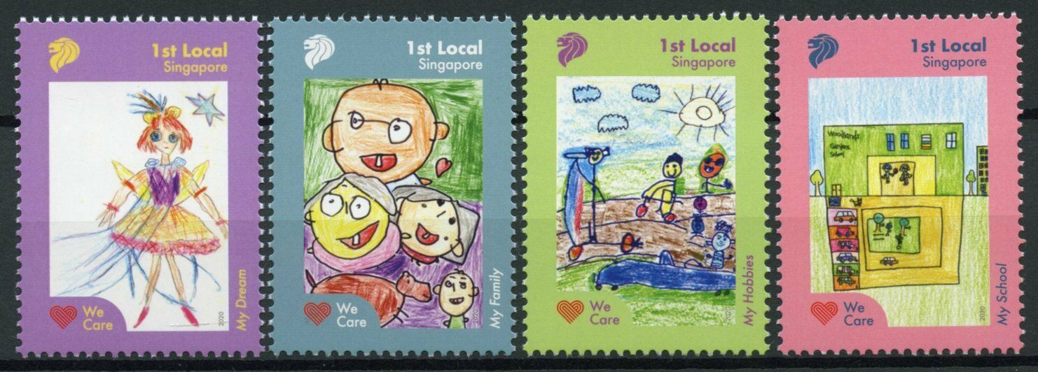 Singapore Children's Art Stamps 2020 MNH We Care Childrens Drawings 4v Set