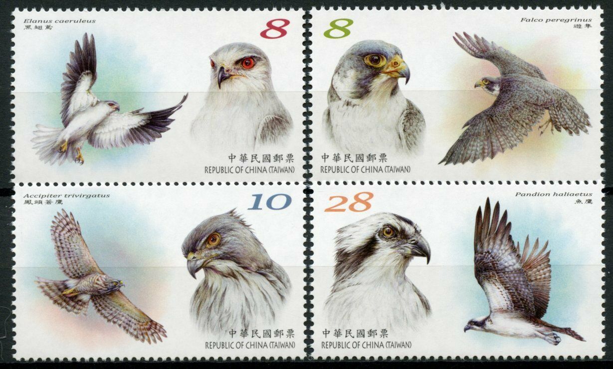 Taiwan Birds of Prey on Stamps 2020 MNH Conservation Raptors Falcons 4v Set