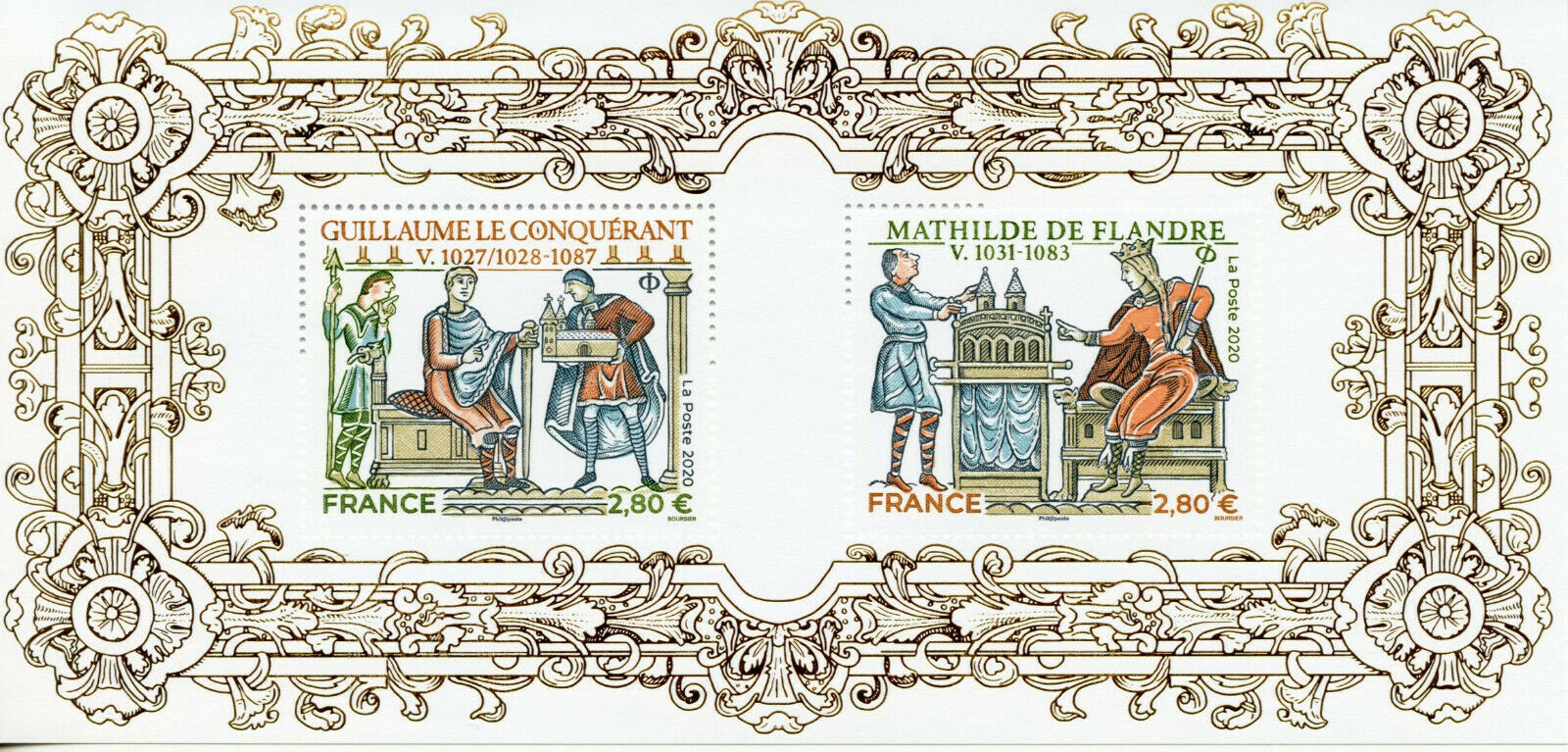 France Stamps 2020 MNH William Conqueror Matilda of Flanders 2v MS Phil Souvenir