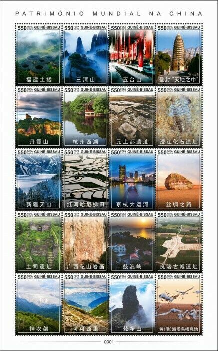 Guinea-Bissau Landscapes Stamps 2020 MNH World Heritage China Mountains 20v MS I