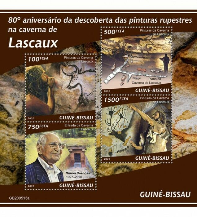 Guinea-Bissau 2020 MNH Prehistoric Art Stamps Cave Paintings of Lascaux 4v M/S