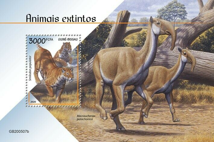 Guinea-Bissau 2020 MNH Prehistoric Animals Stamps Extinct Species Smilodon Wild Animals 1v S/S