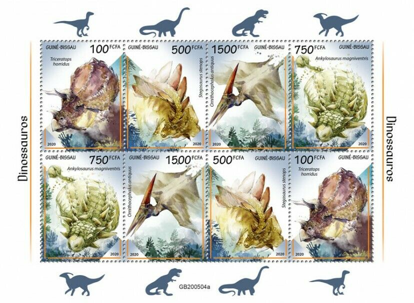 Guinea-Bissau Dinosaurs Stamps 2020 MNH Prehistoric Animals Stegosaurus 8v M/S