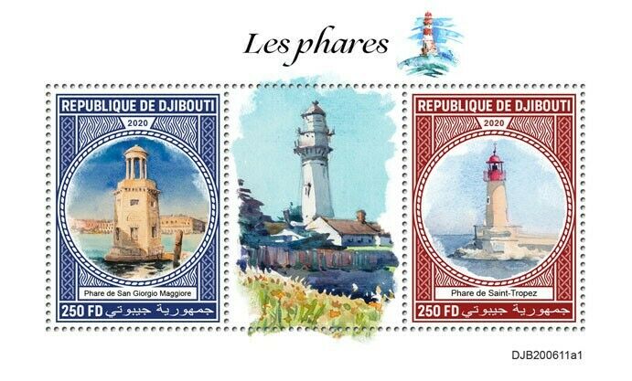 Djibouti 2020 MNH Lighthouses Stamps Saint-Tropez Lighthouse 2v S/S I