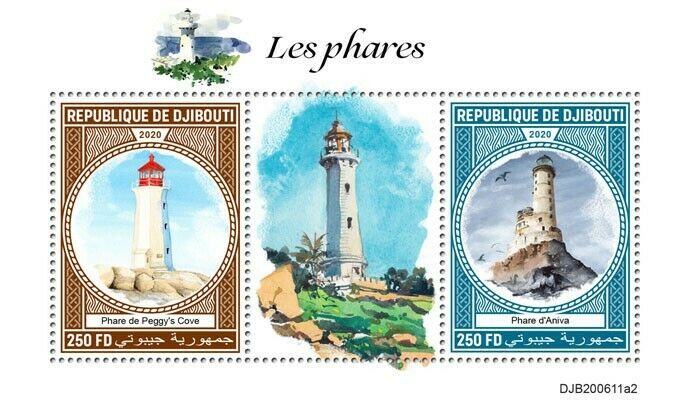 Djibouti 2020 MNH Lighthouses Stamps Peggy's Cove Aniva Lighthouse 2v S/S II