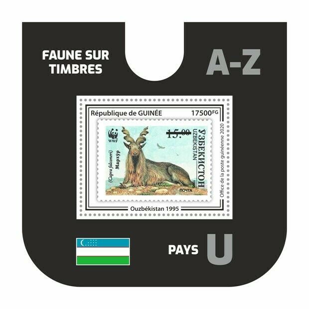 Guinea 2020 MNH Stamps-on-Stamps Stamps Fauna Uzbekistan Markhor SOS 1v S/S