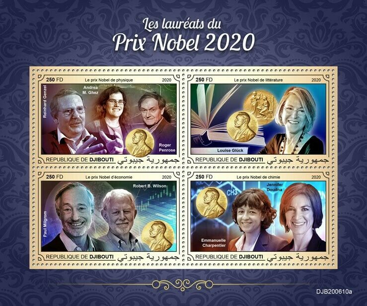Djibouti 2020 MNH Nobel Prize Stamps Winners Physics Literature Chemistry 4v M/S