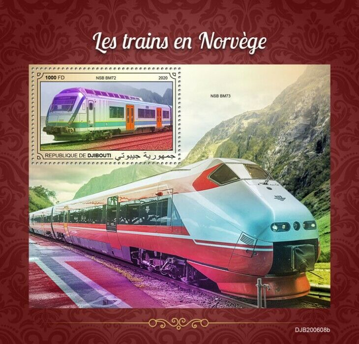 Djibouti 2020 MNH Norwegian Trains Stamps NSB BM72 Railways Rail 1v S/S