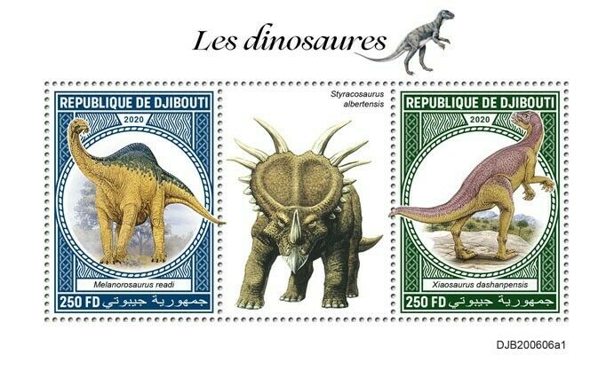Djibouti Dinosaurs Stamps 2020 MNH Prehistoric Animals Xiaosaurus 2v S/S I
