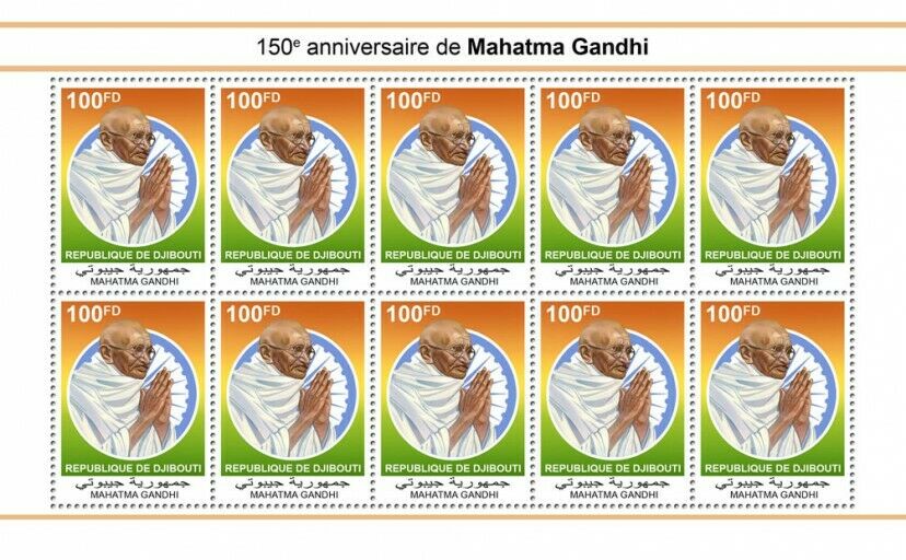 Djibouti Mahatma Gandhi Stamps 2020 MNH Historical Figures People 10v M/S II