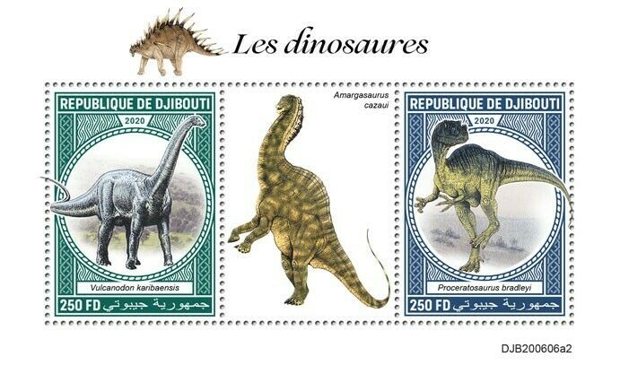 Djibouti Dinosaurs Stamps 2020 MNH Prehistoric Animals Vulcanodon 2v S/S II