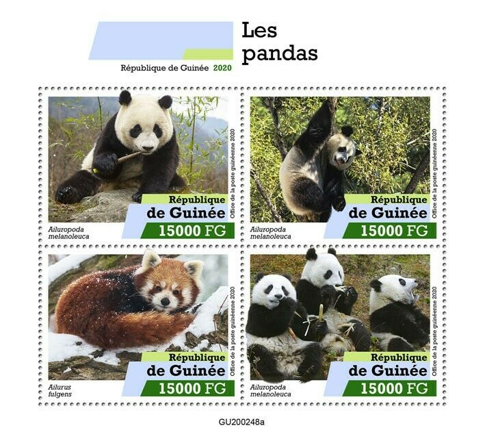 Guinea Wild Animals Stamps 2020 MNH Pandas Red Giant Panda Bears Fauna 4v M/S