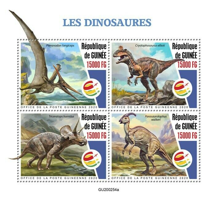 Guinea 2020 MNH Dinosaurs Stamps Prehistoric Animals Pteranodon 4v M/S