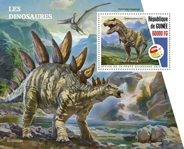 Guinea 2020 MNH Dinosaurs Stamps Prehistoric Animals T-Rex Pteranodon 1v S/S