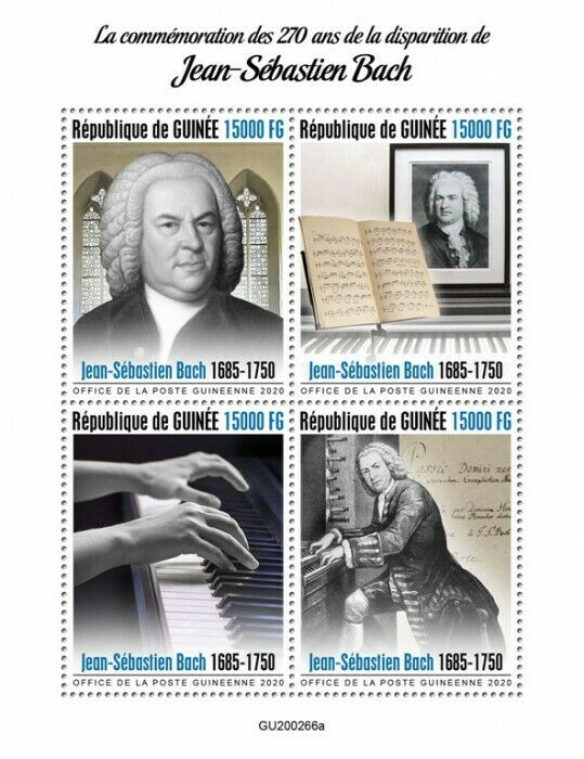 Guinea Music Stamps 2020 MNH Johann Sebastian Bach Composers People 4v M/S