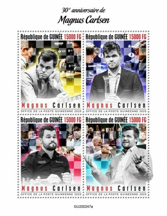 Guinea Chess Stamps 2020 MNH Magnus Carlsen 30th Birthday Sports 4v M/S
