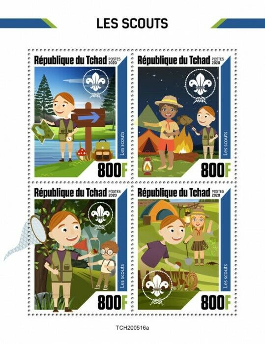 Chad Scouting Stamps 2020 MNH Girl Boy Scouts 4v M/S