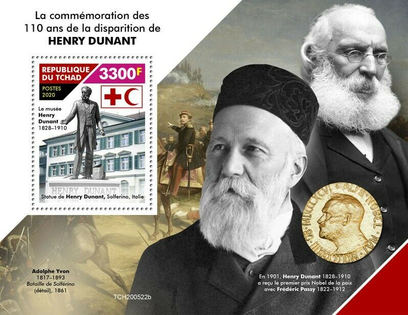 Chad 2020 MNH Red Cross Stamps Henry Dunant Medical Famous People 1v S/S