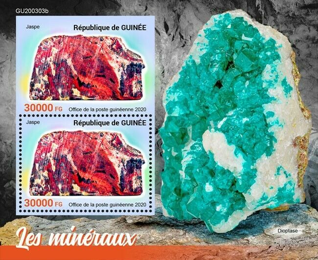 Guinea Minerals Stamps 2020 MNH Jasper Dioptase Nature 2v S/S + IMPF
