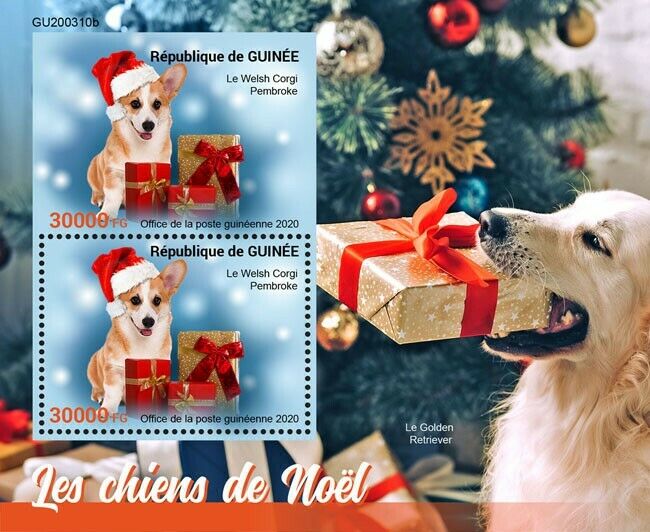 Guinea Christmas Dogs Stamps 2020 MNH Pembroke Welsh Corgi 2v S/S + IMPF