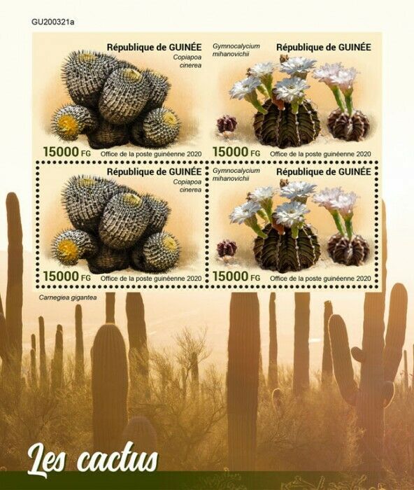 Guinea 2020 MNH Plants Stamps Cactus Flowers Nature 4v M/S + IMPF