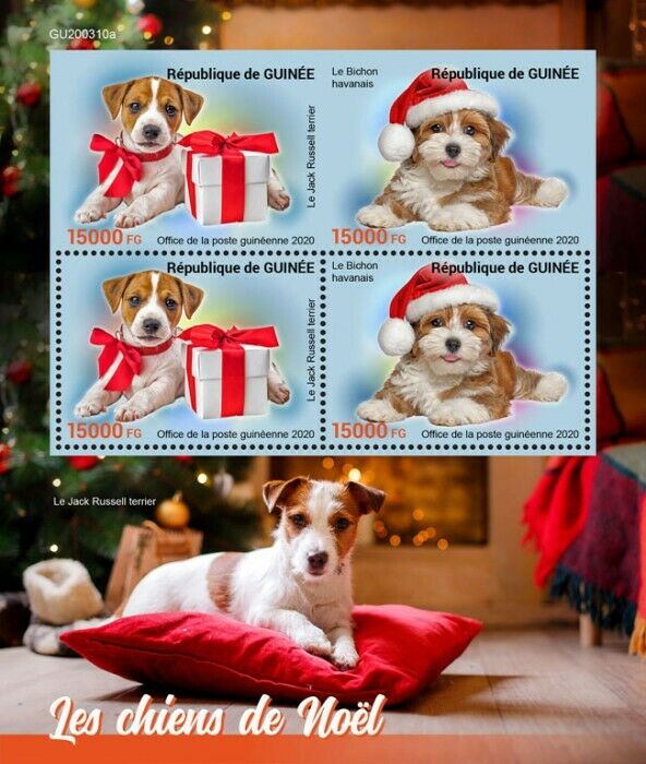 Guinea Christmas Dogs Stamps 2020 MNH Jack Russell Terrier Havanese 4v MS + IMPF