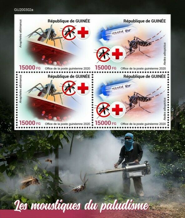 Guinea 2020 MNH Medical Stamps Malaria Mosquitoes Insects Health 4v M/S + IMPF