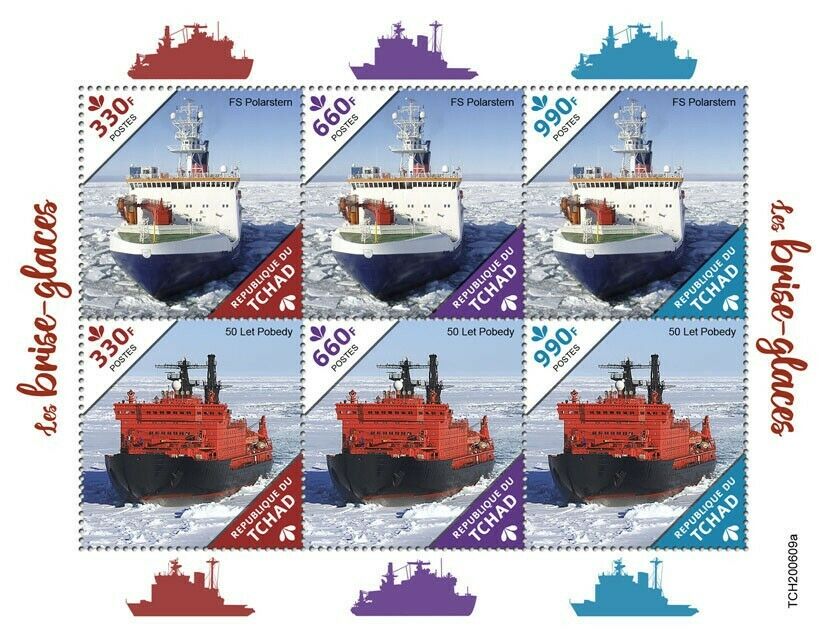 Chad Ships Stamps 2020 MNH Icebreakers FS Polarstern 50 Let Pobedy 6v M/S