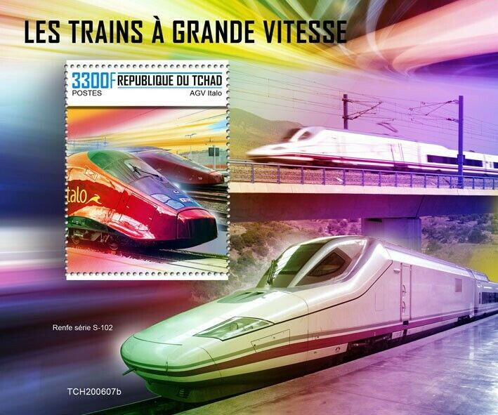 Chad 2020 MNH High-Speed Trains AGV Italo Renfe Railways Rail 1v S/S