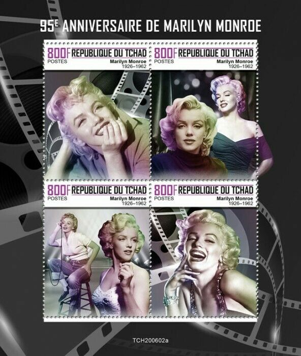 Chad Marilyn Monroe Stamps 2020 MNH Celebrities Famous People Film 4 M/S