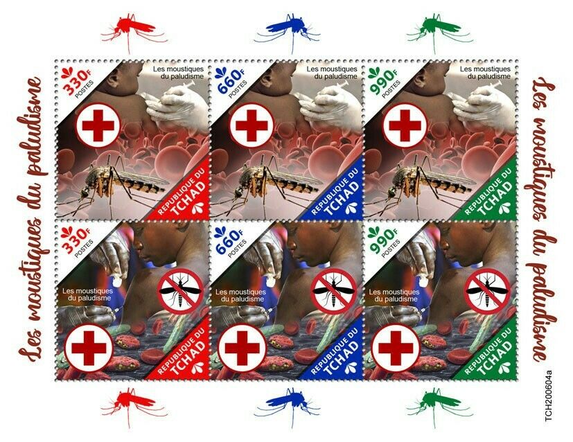Chad 2020 MNH Medical Stamps Malaria Mosquitoes Health Insects 6v M/S