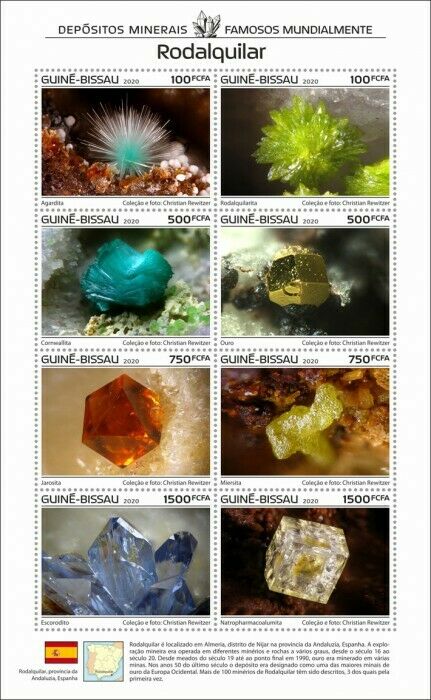 Guinea-Bissau 2020 MNH Minerals Stamps Rodalquilar World Famous Deposits 8v M/S