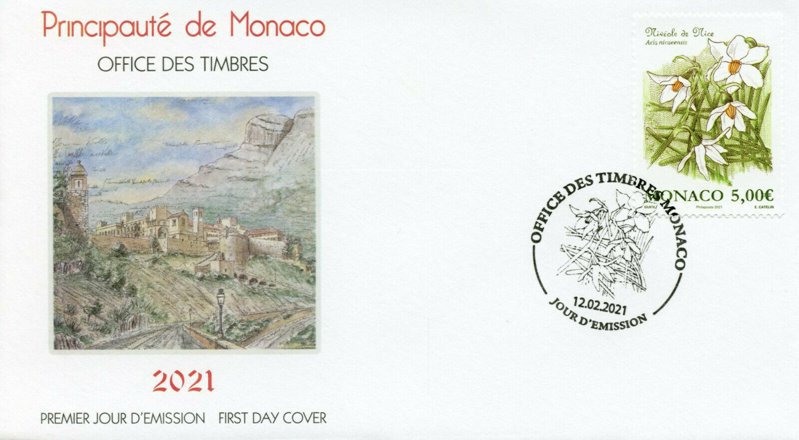Monaco Flowers Stamps 2021 FDC French Snowflake Snowflakes Plants Nature 1v Set