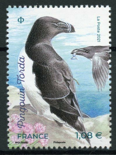 France Birds on Stamps 2021 MNH Razorbill Birds of Islands Penguins 1v Set