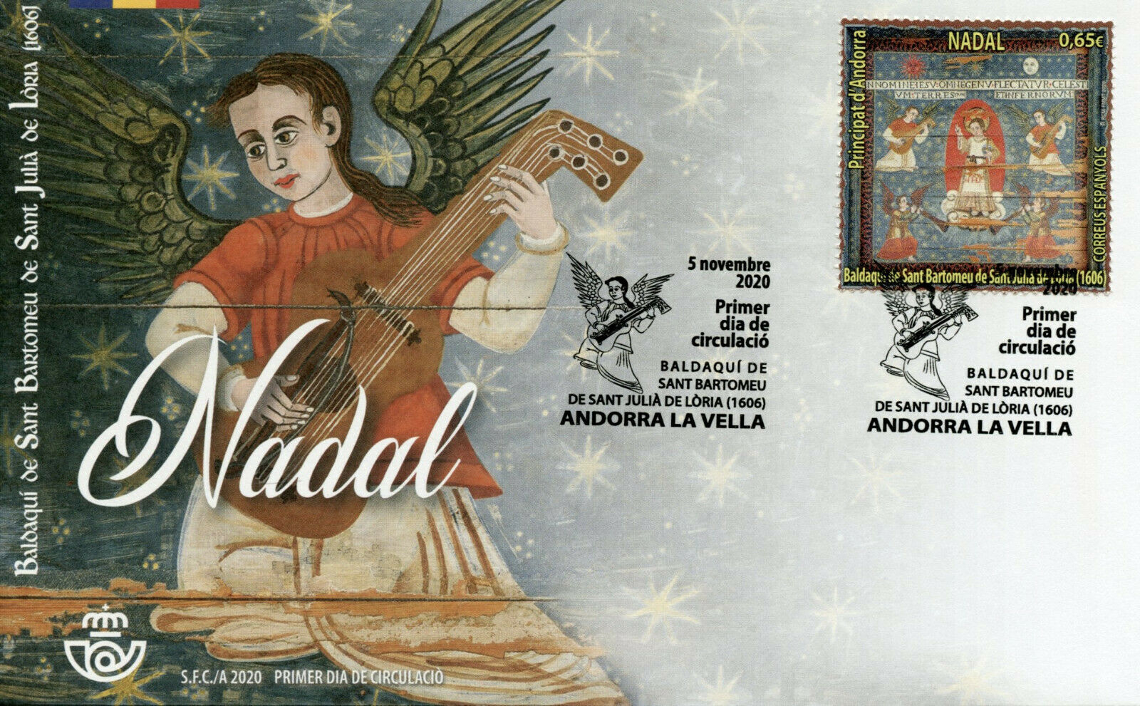 Spanish Andorra Christmas Stamps 2020 FDC Baldachin of Sant Bartomeu Art 1v Set