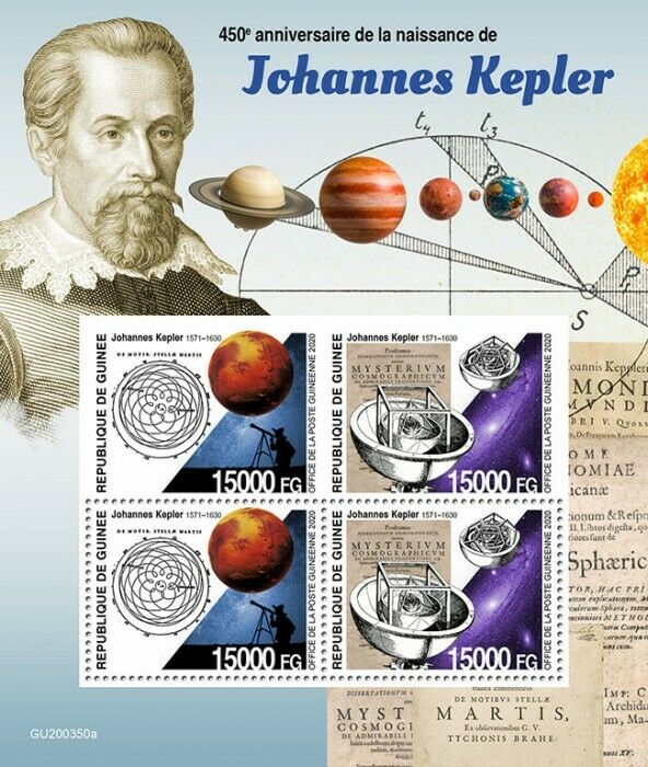 Guinea 2020 MNH Space Stamps Johannes Kepler Astronomy People 4v M/S + IMPF