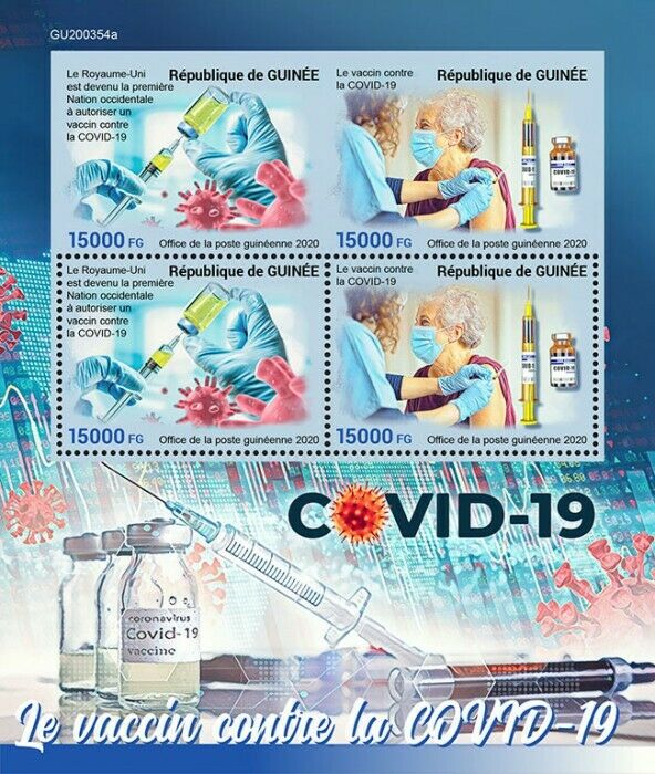 Guinea 2020 MNH Medical Stamps Fight Against Corona Vaccines Health Covid Covid-19 4v M/S + IMPF