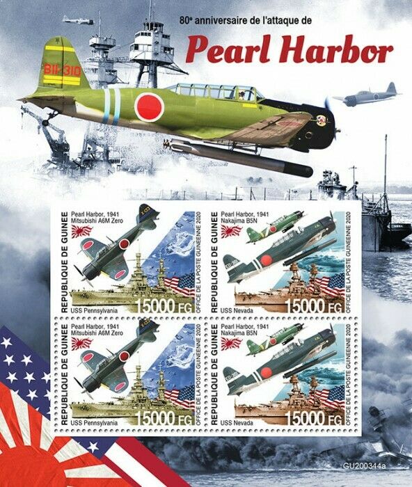 Guinea 2020 MNH Military Aviation Stamps WWII WW2 Pearl Harbor 4v M/S + IMPF