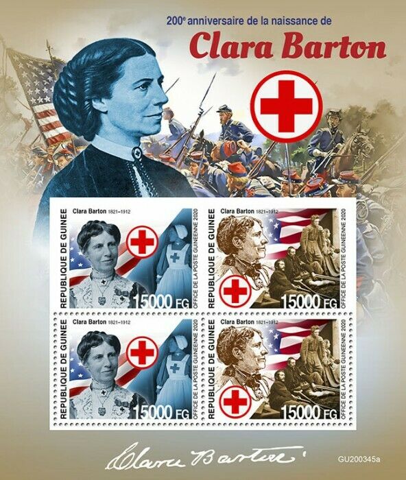 Guinea Medical Stamps 2020 MNH Clara Barton Red Cross American Civil War 4v M/S