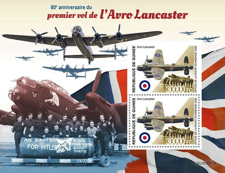Guinea 2020 MNH Military Aviation Stamps Avro Lancaster Aircraft 2v S/S + IMPF