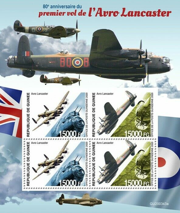 Guinea 2020 MNH Military Aviation Stamps Avro Lancaster Aircraft 4v M/S + IMPF