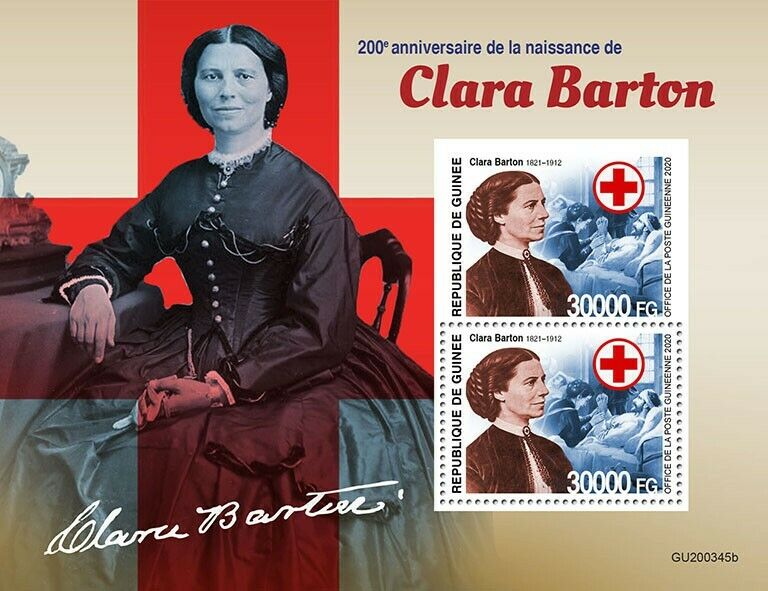 Guinea Medical Stamps 2020 MNH Clara Barton Red Cross American Civil War 2v S/S