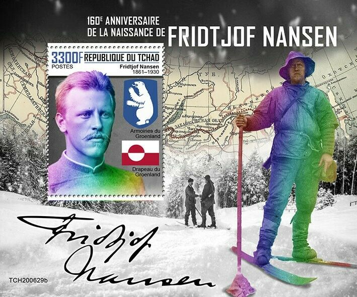 Chad 2020 MNH Famous People Stamps Fridtjof Nansen Exploration Explorers 1v S/S